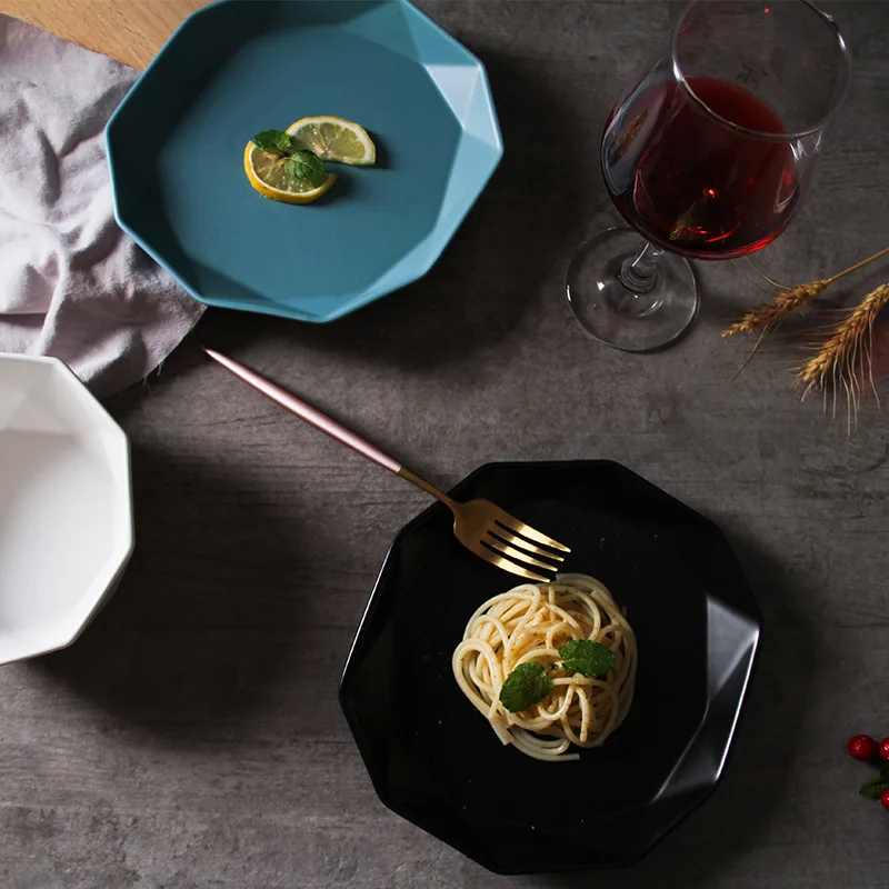 Геометрические керамические тарелки наборы шестиугольных блюд и тарелок