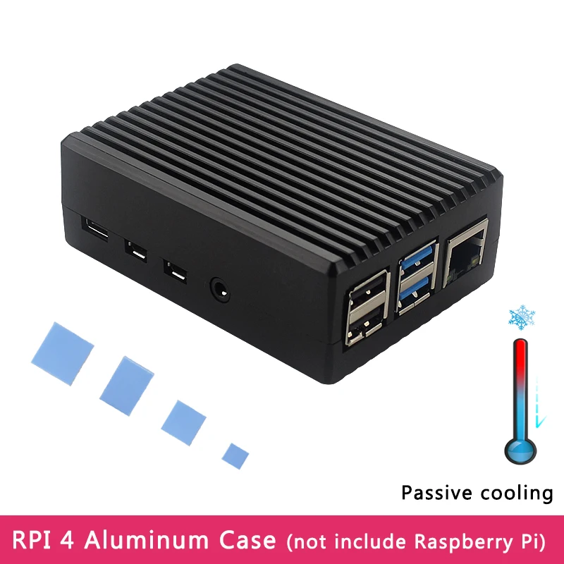 Aluminum Alloy Case for Raspberry Pi 4 Black Box Metal Shell Passive Cooling Enlosure Case for Raspberry Pi 4 Model B