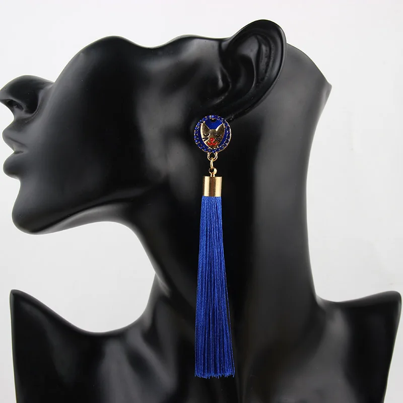 Женские богемные серьги с кисточками длинные преувеличенные в стиле бохо милыми