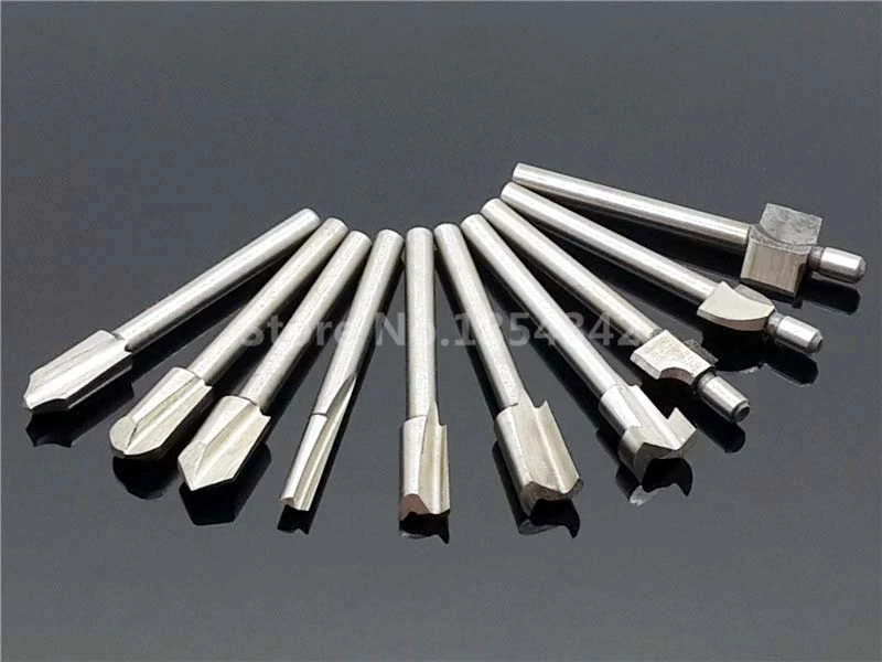 10 шт. набор 1/" 3 мм HSS титановые фрезы для дерева фрезерный станок подходит для Dremel роторный инструмент гравировальный станок нож слот для заточки