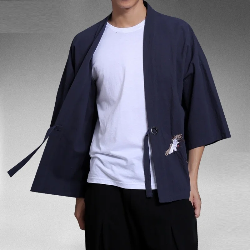 

Chinese Style Mens Shirts Tang Suit Summer Casual Kimono Cardigan Men Elegant Kung Fu Shirt Men Vintage Streetwear Tops KK3570
