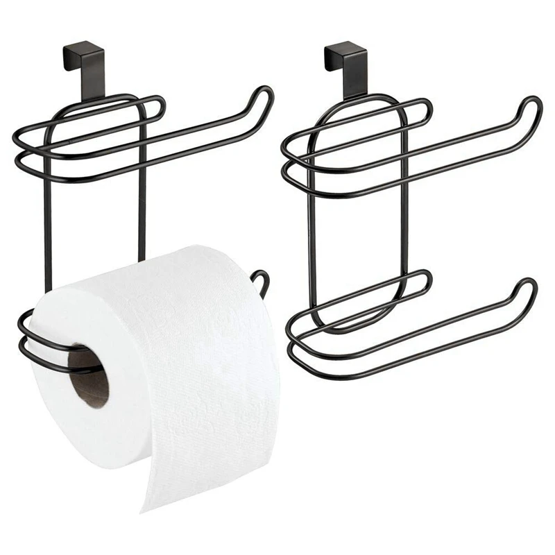 

Metal Compact Hanging Over the Tank Toilet Tissue Paper Roll Holder and Dispenser for Bathroom Storage Space Saving