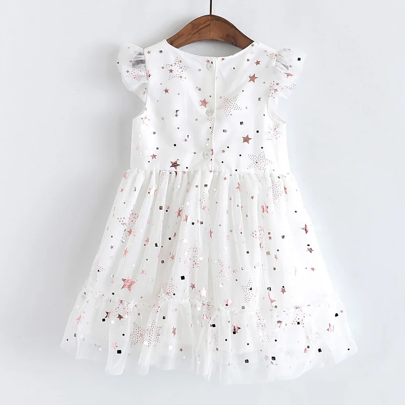 Платья для девочек весна 2020 новая детская одежда милое Сетчатое плиссированное