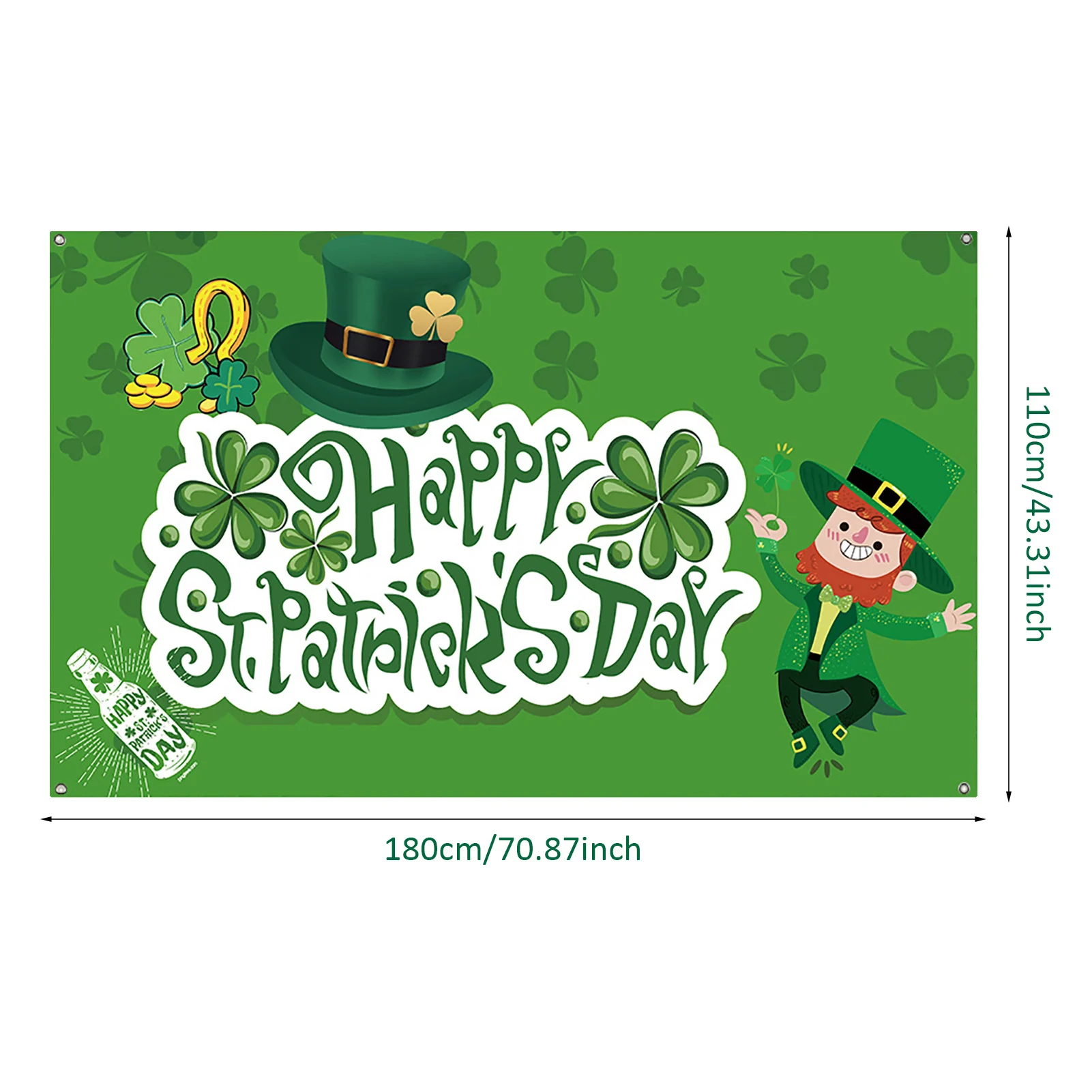 

St. Patricks Day Party Irish Banner Photography Backgrounds Green Lucky Shamrock Holiday Props Photo Backdrops