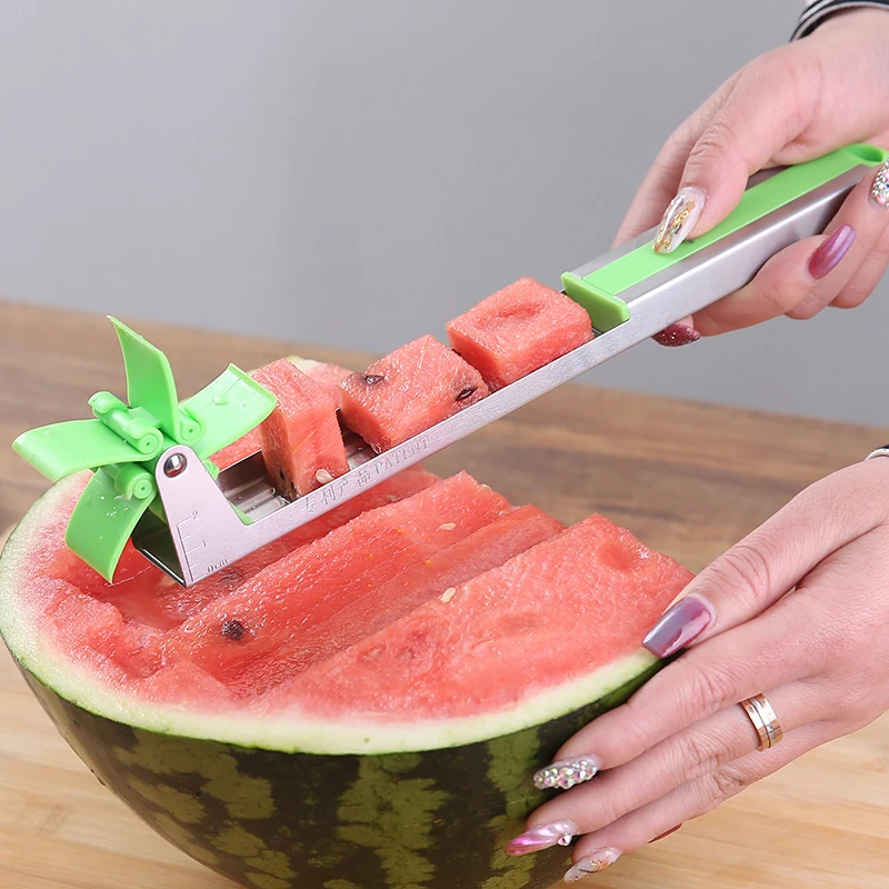 

QDRR NEW Watermelon Cutter Multi Melon Slicer Cutting Machine Stainless Steel Windmill Fruit Household Artifact Kitchen Tool