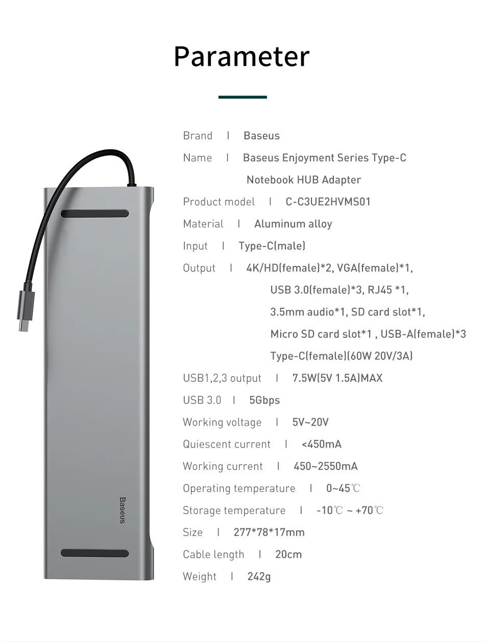 Baseus Мульти USB C концентратор для HDMI VGA RJ45 3,0 usb-хаб для MacBook Pro type C концентратор Компьютерные аксессуары 11 портов Разветвитель USB C концентратор