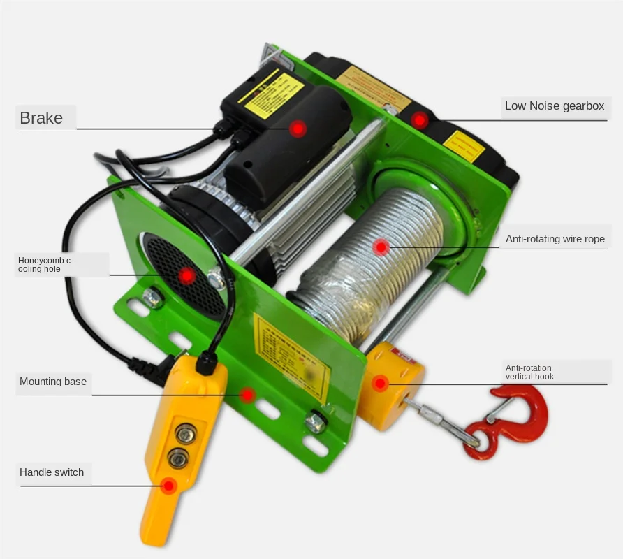 980 Вт/1400 Вт/2200 Вт/ тросовый подъемник микроэлектрический электрическая лебедка 220