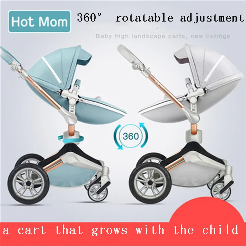 Горячая мама 3 в 1 Высокий вид кожаная детская коляска с ручкой корзина|Легкая