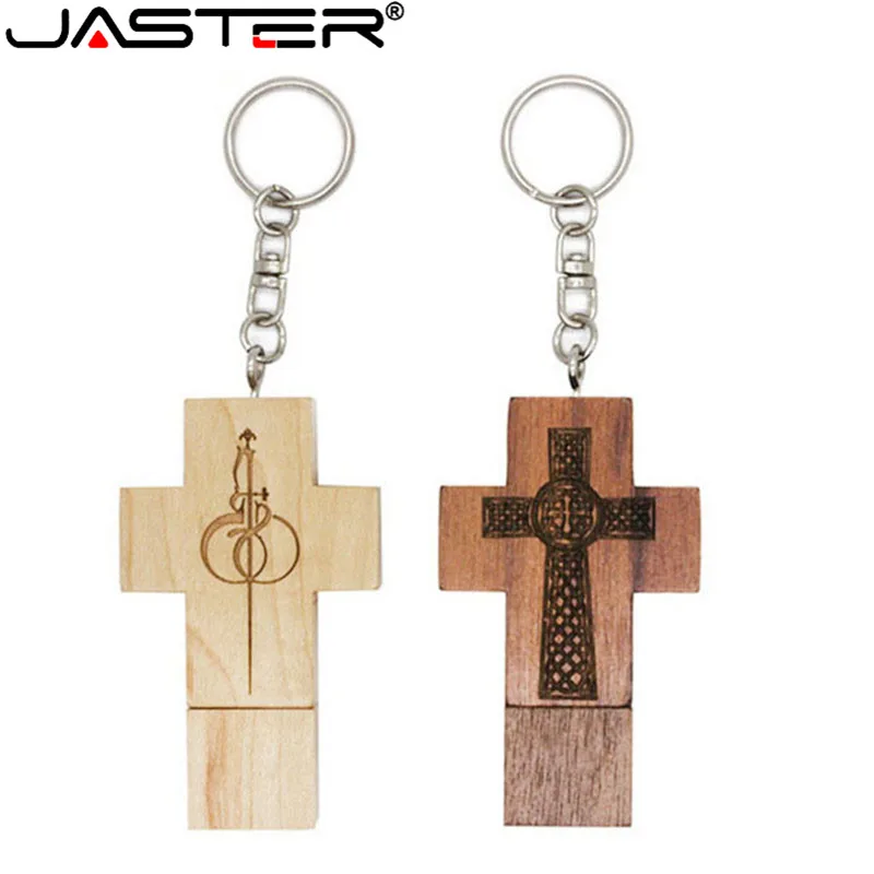 JASTER заказной usb-накопитель в виде деревянного Креста флэш-накопитель флеш-накопитель usb 2,0 4 ГБ 8 ГБ 16 ГБ 32 ГБ 64 ГБ модный подарок логотип на заказ