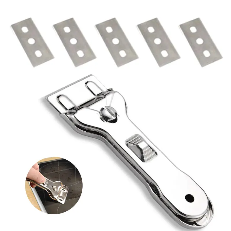 

1 шт. многофункциональный очиститель скребок для варочной панели с 5 лезвиями для кухни очистка духовки стекла керамическая плита инструмен...