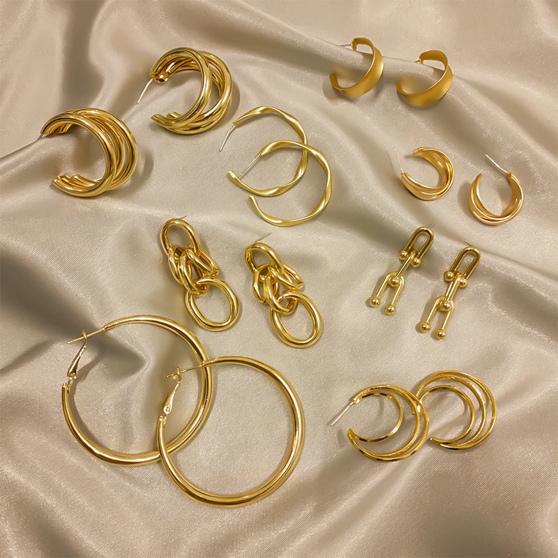 Простые серьги в холодном стиле ретро металлические гонконгском новинка 2020