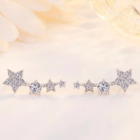 exquisite silver plated cz crystal star stud earrings for women fashion jewelry aaa zircon earring women valentines day gift