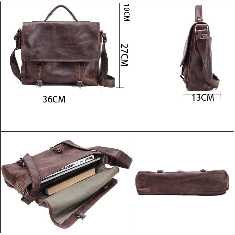 Men's Leather Bag Briefcase Office Bags for 15'' Laptop Men Bag Genuine Leather Laptop Bags Male Totes Briefcase Handbags