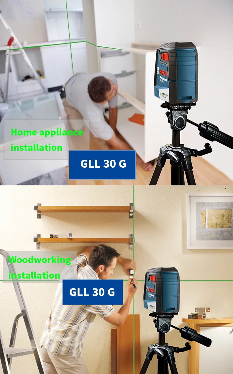 Bosch GLL30G лазерный уровень высокой точности зеленый свет двухлинейный горизонтальный и вертикальный лазерный уровень