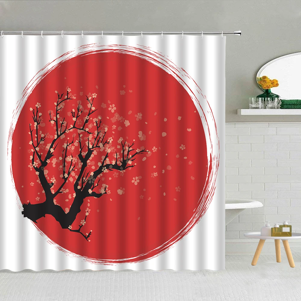 Японская 3d-занавеска для душа с рисунком самурайского крепления волны Fuji