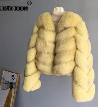 

Fashion New Design Simple Classic Style Genuine Fox Fur Coat Warm Short Version Sweet Plus Size Coat Outerwear Winter Fur Jacket