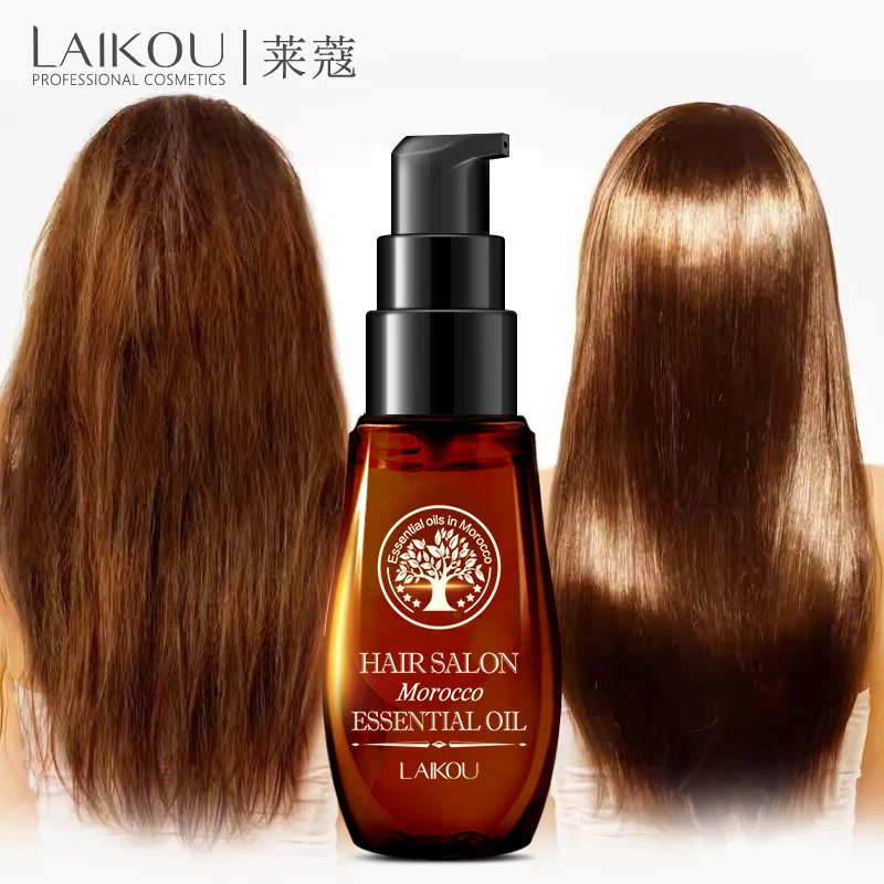 

LAIKOU Pure Moroccan Argan Oil Hair Oil Keratin Straightening Curly Treatment Growth Mask for Damaged Hair Dry Split ends 40ml