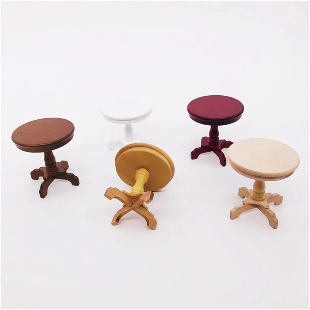 2019 New1:12 Dollhouse Furniture Miniature Wooden Round Side Table Kids Pretend Play Toy Simulation Room/Furniture |