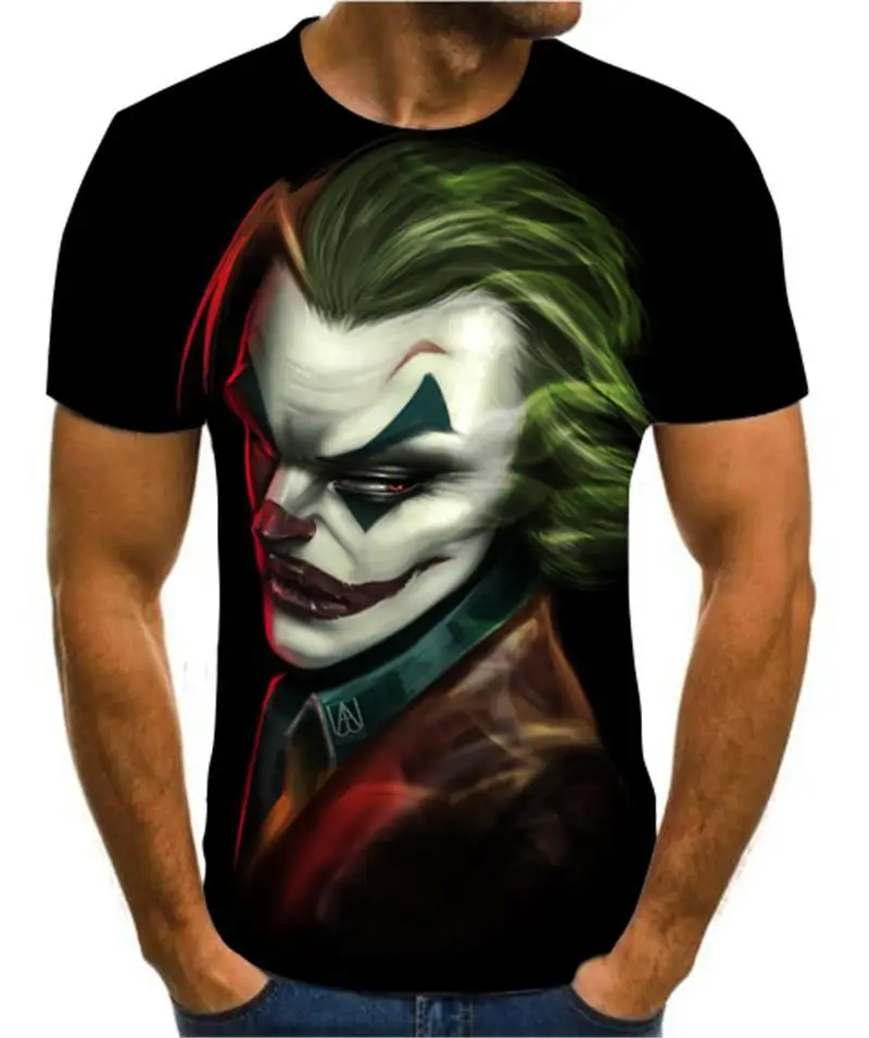 

2020 Summer Newest Clown 3d Printed T Shirt Men Joker Face Casual Male Tshirt Clown Short Sleeve Funny T Shirts Tops Tee