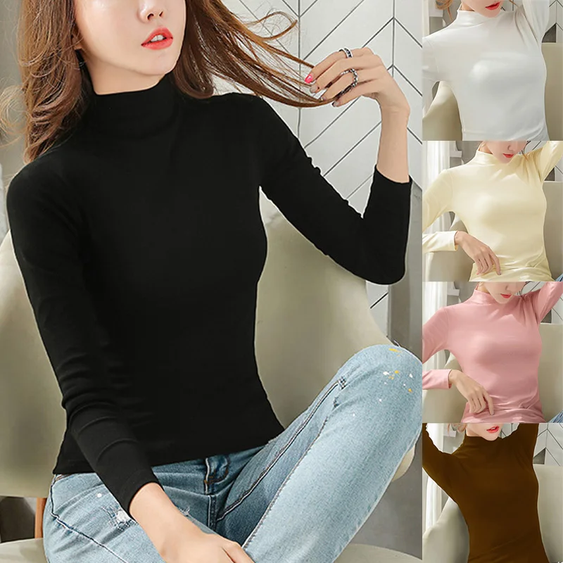 Новинка 2019 женская тонкая блуза с высоким воротником и длинным рукавом Женская
