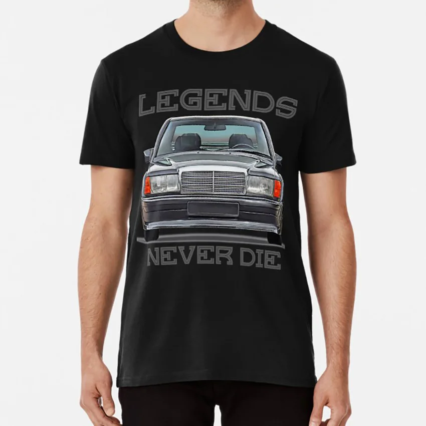 Футболка W201 Legends Never Die 190 e 190e mercedes evo 190evo w201 evo w201 w 201 w201 подарок w201 - Цвет: Черный