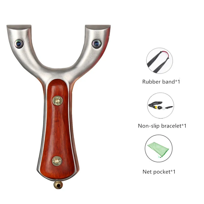 

Sailor Hunting Slingshot Stainless Steel Rosewood Catapult With Rubber Band Outdoor Sport Shooting Sling Shot+net Pocket