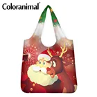 Coloranima счастливый женский Рождественский тематический милый рисунок женский большой емкости Подарочный Эко-пакет складной пакет для хранения продуктов Bolso
