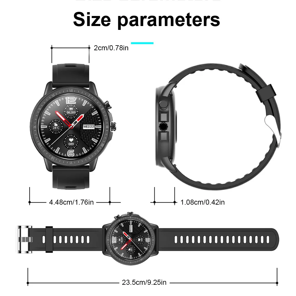 

Bluetooth Smart Watch Health Tracker 1.3" Touch Screen Sports Watch for Android iOS