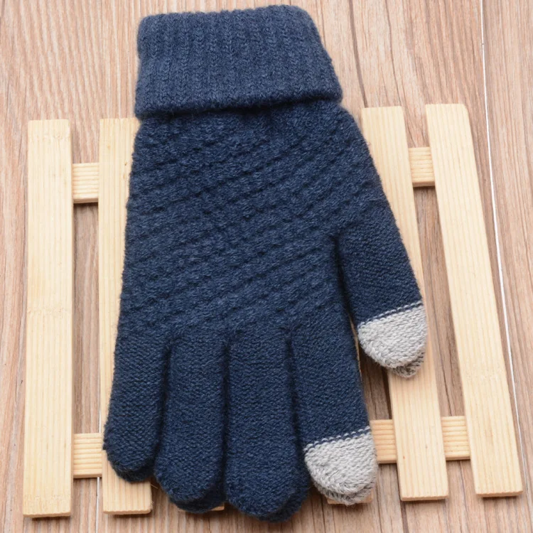 Европейский и американский тренд Креативный имитация кашемира вязаные перчатки женский жаккардовый сенсорный экран теплые модные зимние перчатки