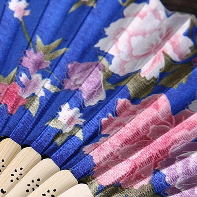 

24 Piece Folding Fan, Silk Flower Folding Fan, Cloth Folding Fan, Bamboo Ribs for Wedding Banquet (Random Color)