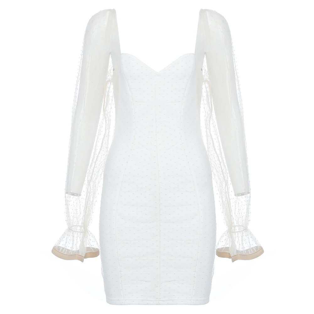 

Elegant Bandage Dress Women Sexy Dress Nightclub Long Sleeve Mesh New Autumn Dress Party Bodycon Clothing