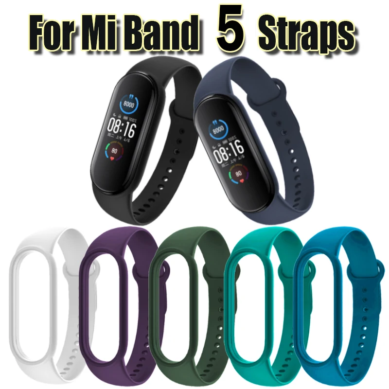 Для Xiaomi Mi Band 5 ремешок для умный Браслет Силиконовый цветной аксессуары