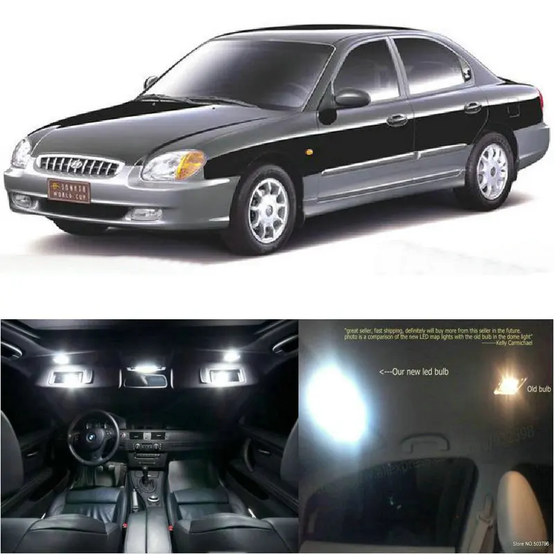 

Светодиодный ные фонари для салона автомобиля для Hyundai sonata EF, комнатная купольная карта, чтение ног, дверная лампа, без ошибок, 10 шт.