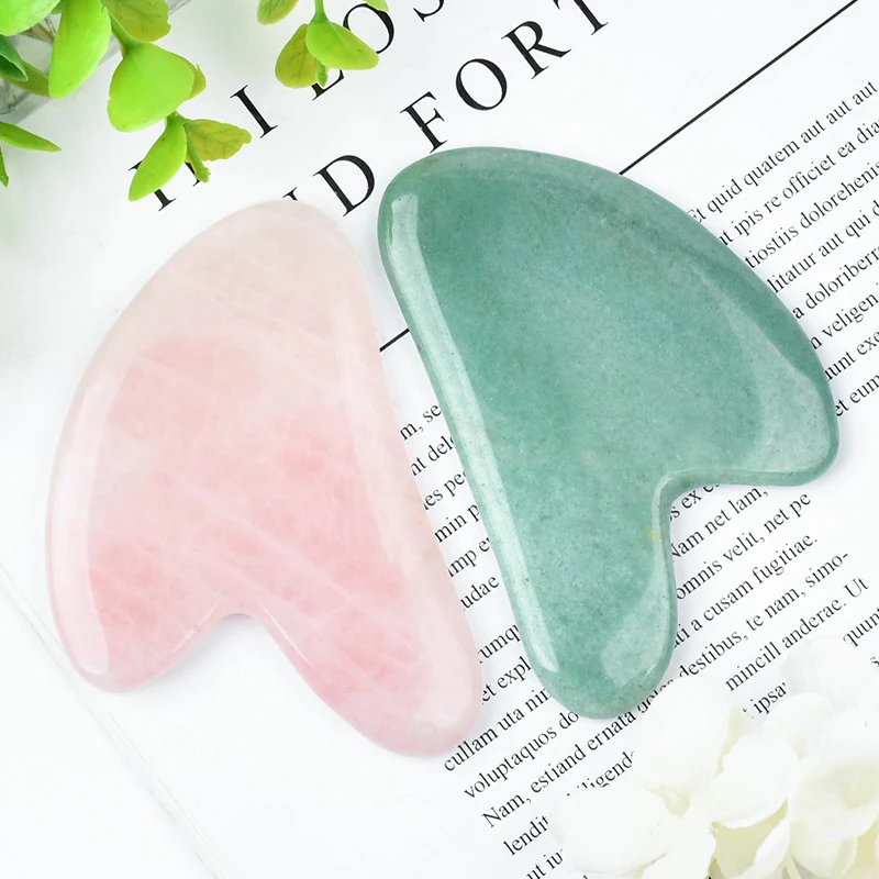 

2 Pcs Natural Gua Sha Stone Green Aventurine Rose Quartz Gua Sha Scraper Face Health Care Beauty Massage Tool Drop Shipping