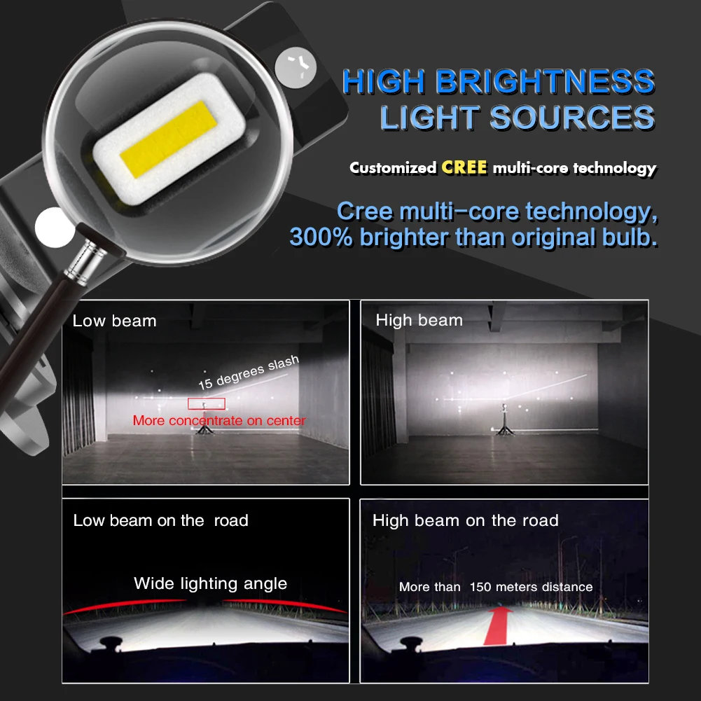 2 шт. H7 H4 светодиодный H11 9003 H8 9005 HB3 9006 HB4 9007 автомобиль лампа фары для Toyota Sienna T100 Yaris