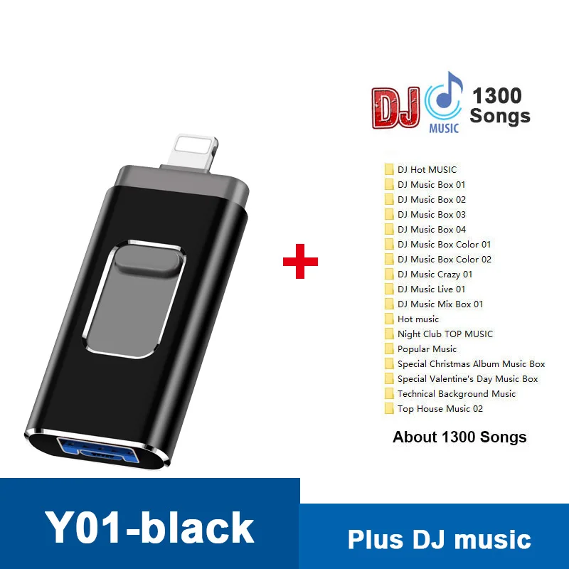 Y01 USB3.0-B-DJ 3 в 1 OTG USB флэш-накопитель USB 3,0 для iPhone/iPad/IOS/Android/PC 128 Гб 64 ГБ 32 ГБ 16 ГБ Флешка для huawei sony ФЛЕШКА мини флешки флешка гитара флешка мини - Цвет: Y01 USB3.0-B-DJ