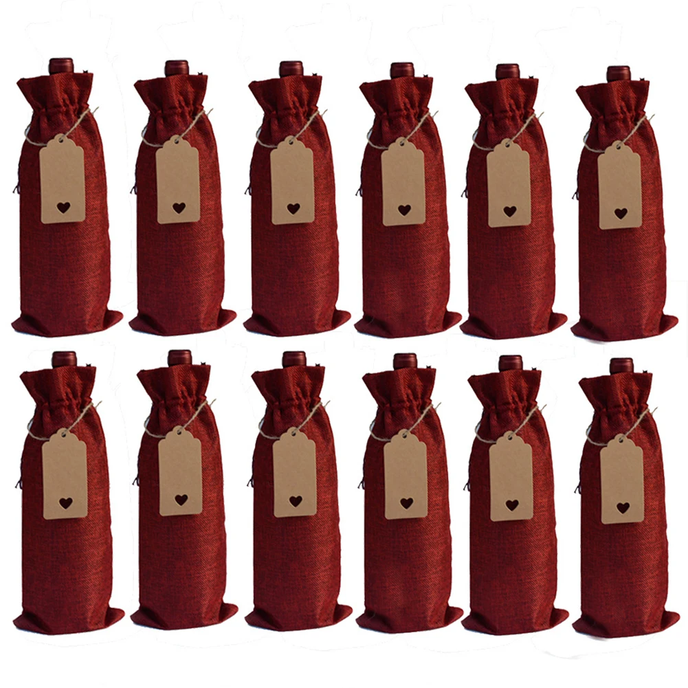 12 шт упаковка подарочный пакет многоразовая бутылка вина со шнурком ужин дома с