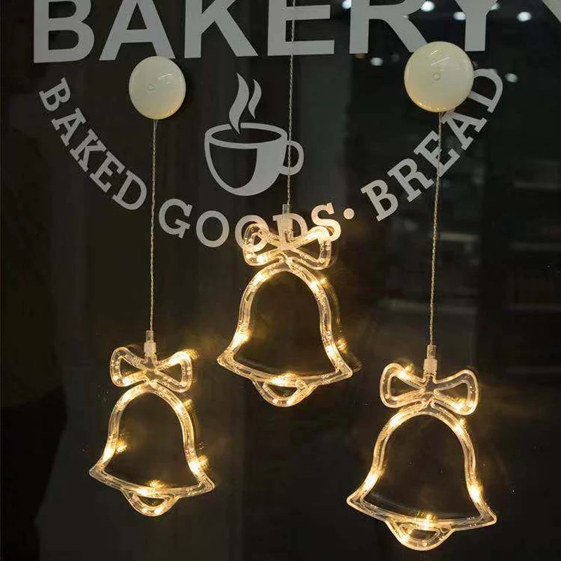 

Christmas kitchen window holiday dress up battery box suction cup chandeliers creative decoration lights hanging lights scene