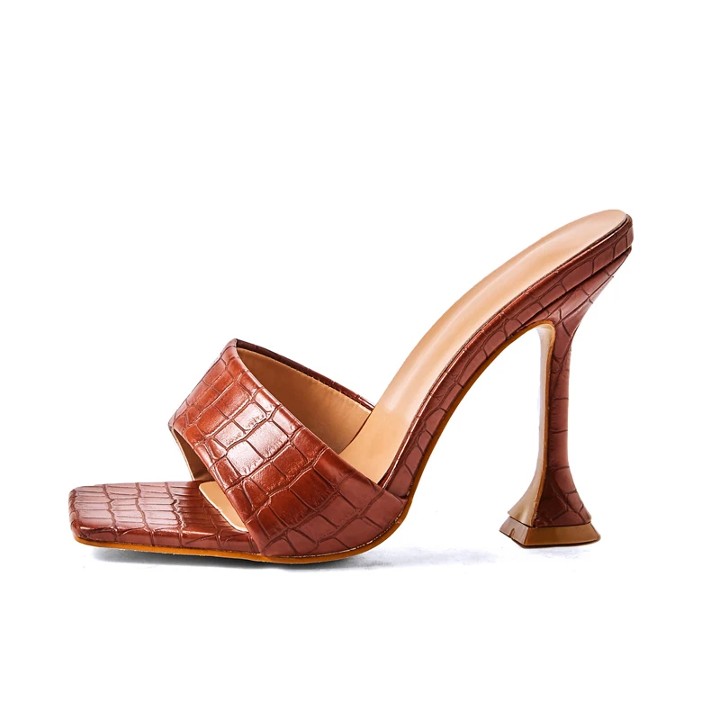 

New Women Slippers Pumps Thin High Heels Sexy Square Peep Toe Ladies Slippers Sandals Fashion Party Pumps High Heel Slides Shoes