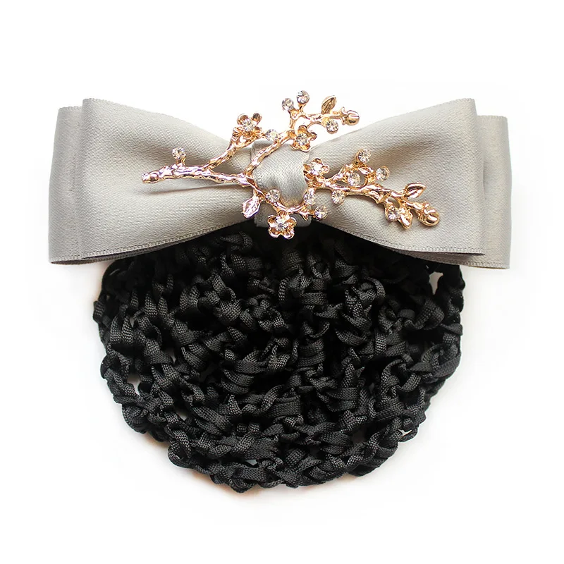 Заколка для волос с бантом Женская элегантный зажим из ткани золотой веткой