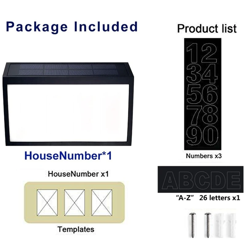 

Solar House Numbers Light, Lighted House Numbers Sign Plaque Address Numbers for Houses Waterproof LED Solar Powered