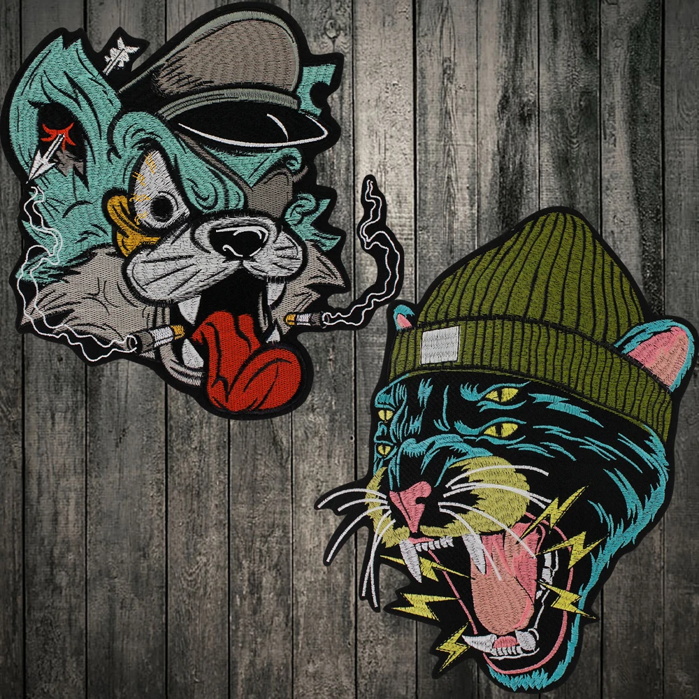 Вышитые нашивки с котом и собакой для рукоделия утюгом одежды Сделай Сам