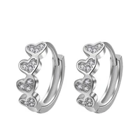 fashion women cubic zirconia inlaid heart huggie earrings wedding jewelry gift