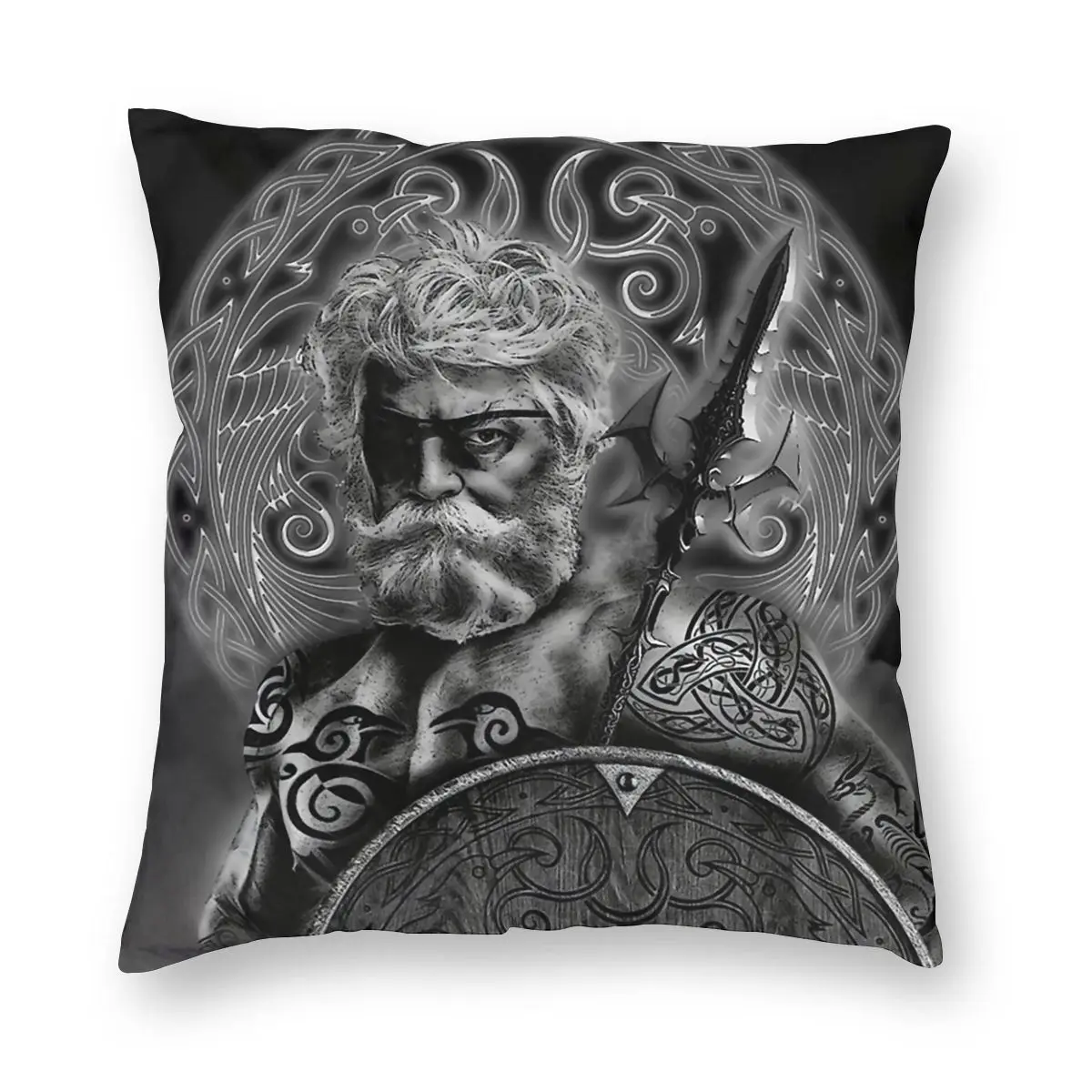 

Father Odin Viking Pillowcover Decoration Vikings Valhalla Cushions Throw Pillow for Living Room Polyester Double-sided Printing