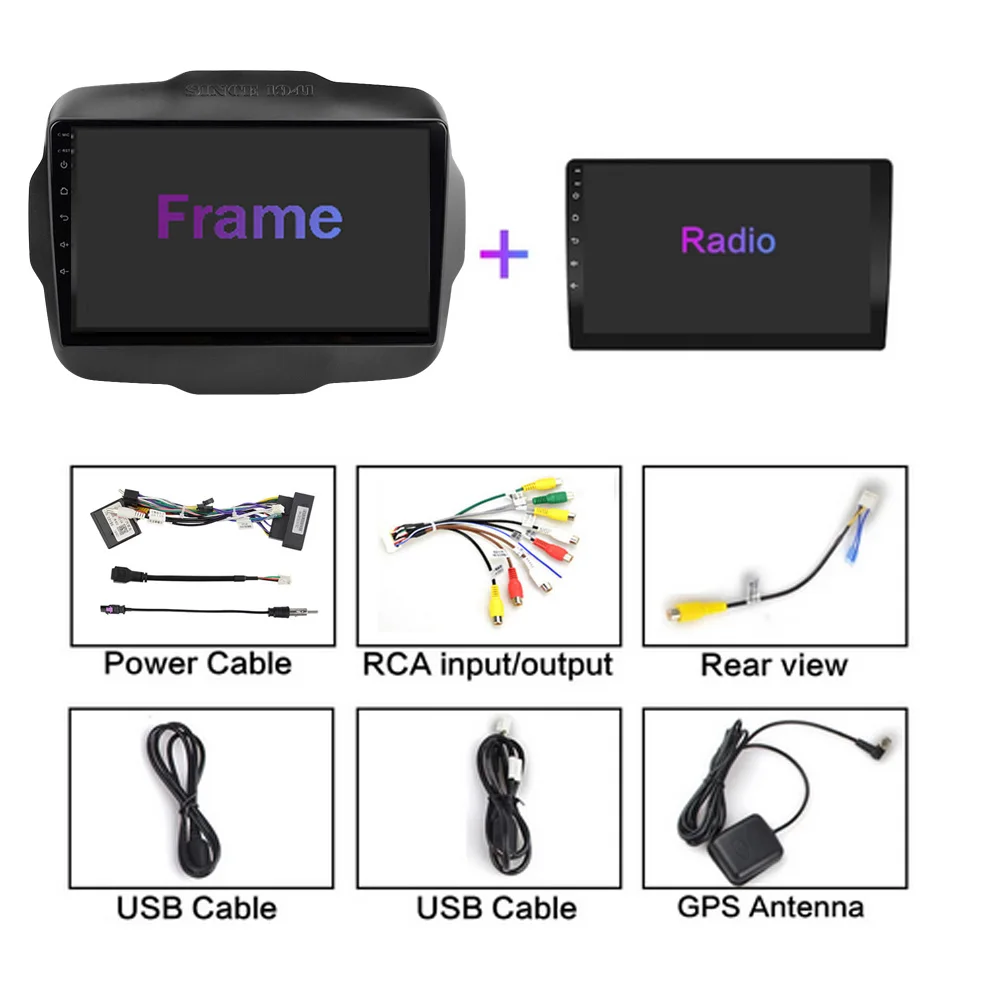 

Android 10 2Din Car Radio For Jeep Renegade 2016 2017 2018 Multimedia Video Player 4-Core GPS Navi 9" IPS Touchscreen Bluetooth