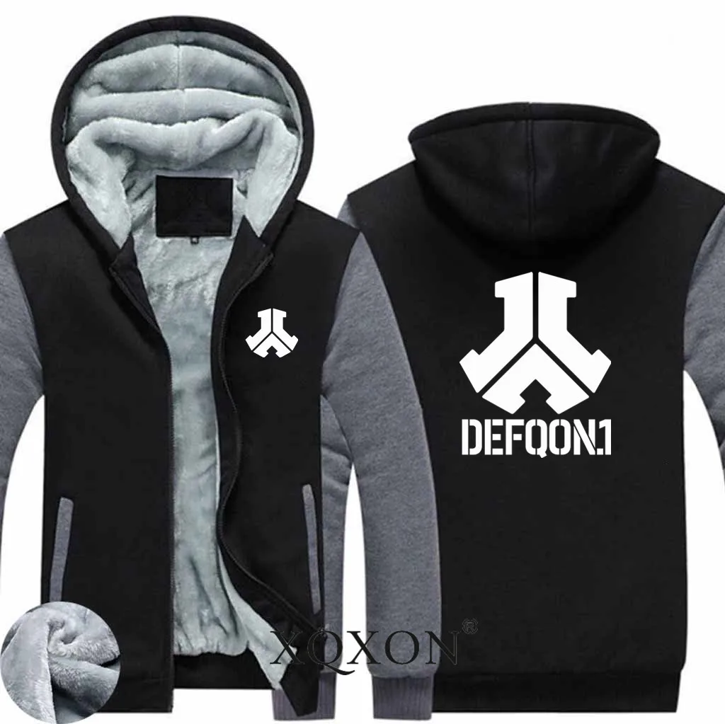 

New Defqon Electric Syllable Autumn Winter Wool Liner Fleece Zipper Man Hooded Hoodies Sweatshirts Men Hoodies Coat Men W14