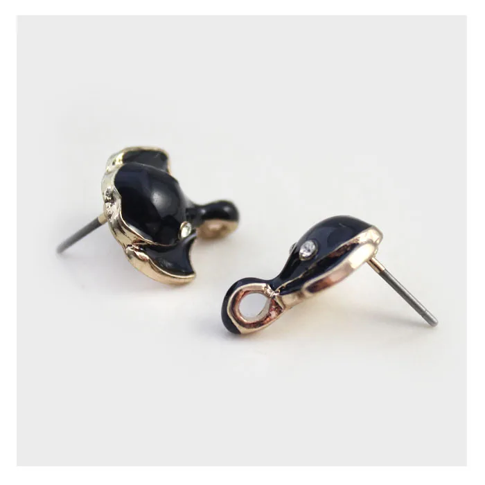 Серьги-гвоздики в виде черного слона для девушек повседневные Простые украшения