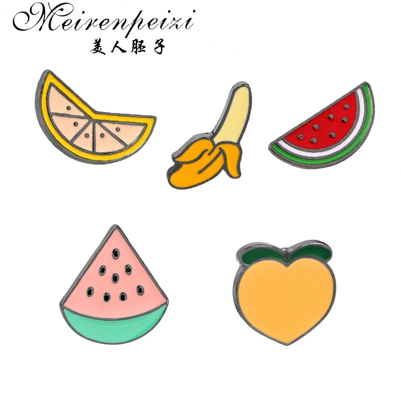 Эмалированная брошь в виде банана персика авокадо арбуза 5 шт. | Украшения и