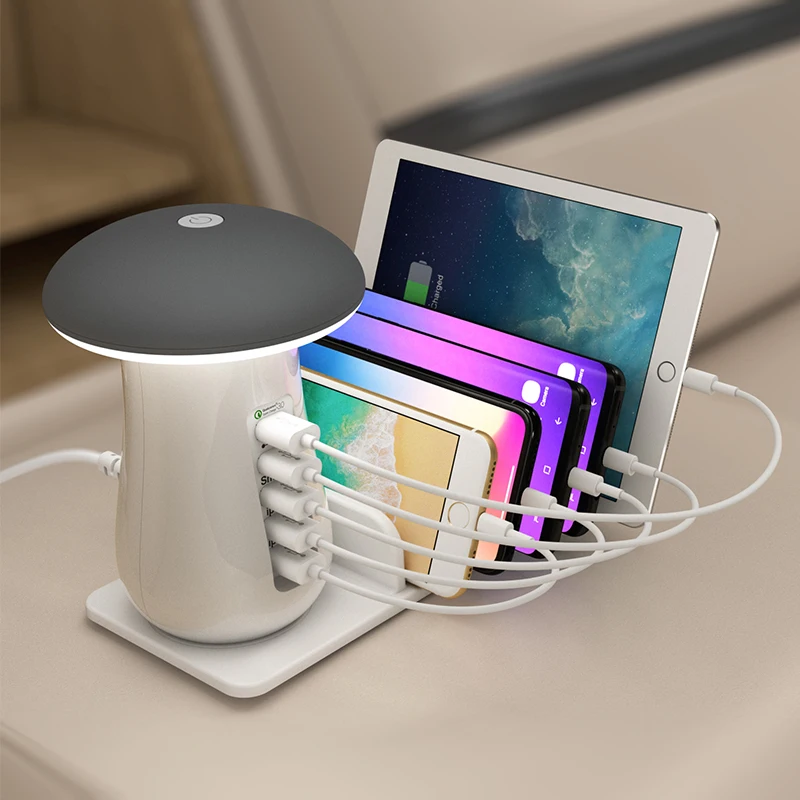 USB зарядное устройство для телефона гриб ночник зарядная станция Док с QC 3 0