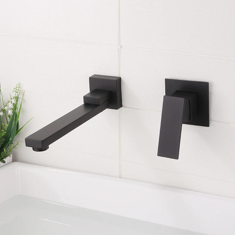 

Wall Mounted Basin Faucet Single Handle Waterfall Sink Faucet 2 Hole Bathtub Faucets Bathroom Tub Faucet Matte Black/Chrome